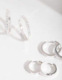 Cubic Zirconia Hoop Earrings Set - link has visual effect only