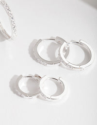 Cubic Zirconia Hoop Earrings Set - link has visual effect only