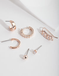 Rose Gold Cubic Zirconia Crawler Ear Stack - link has visual effect only