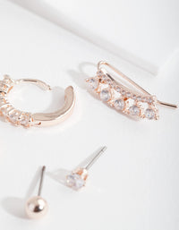 Rose Gold Cubic Zirconia Crawler Ear Stack - link has visual effect only