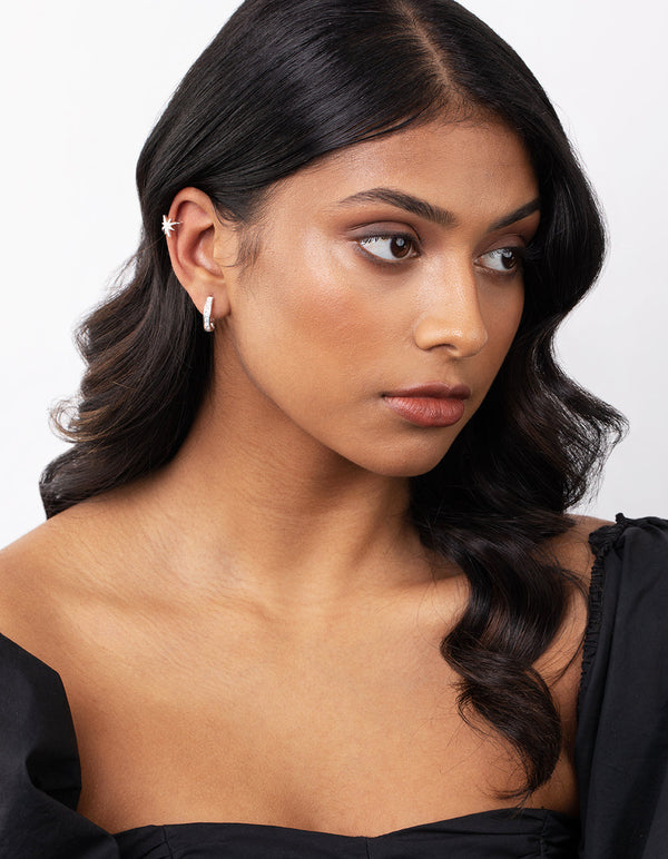 Silver Cosmic Cubic Zirconia Ear Stack