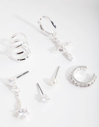 Silver Cross Cubic Zirconia Ear Stack - link has visual effect only