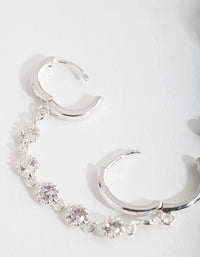 Silver Link Minimal Cubic Zirconia Ear Stack - link has visual effect only