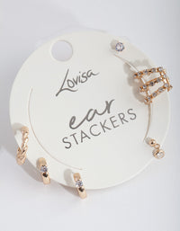 Gold Twist Cubic Zirconia Ear Stack - link has visual effect only