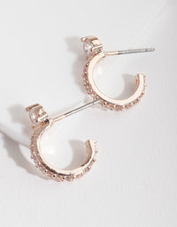 Rose Gold Cubic Zirconia Open Huggie Earrings - link has visual effect only