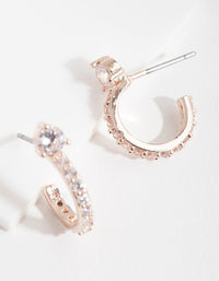 Rose Gold Cubic Zirconia Open Huggie Earrings - link has visual effect only