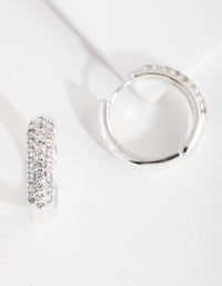 Silver Chunky Cubic Zirconia Huggie Earrings - link has visual effect only