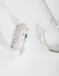Silver Chunky Cubic Zirconia Huggie Earrings - link has visual effect only