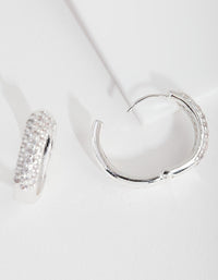 Silver Chunky Cubic Zirconia Huggie Earrings - link has visual effect only