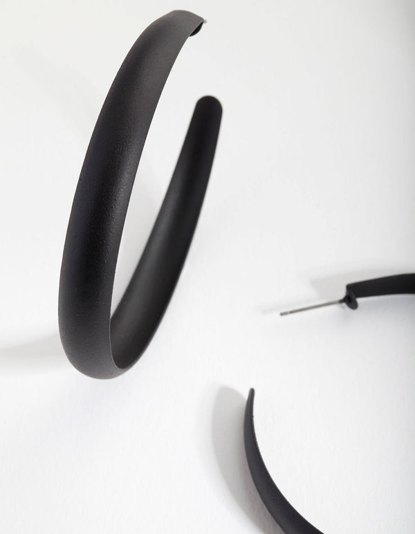 Black Coated Metal Hoop Earrings
