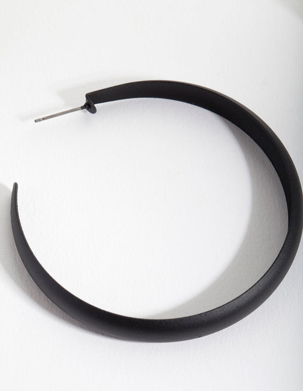 Black Coated Metal Hoop Earrings