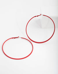 Red Flat Edge Hoop Earrings - link has visual effect only