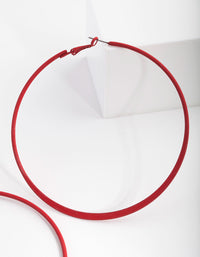 Red Flat Edge Hoop Earrings - link has visual effect only