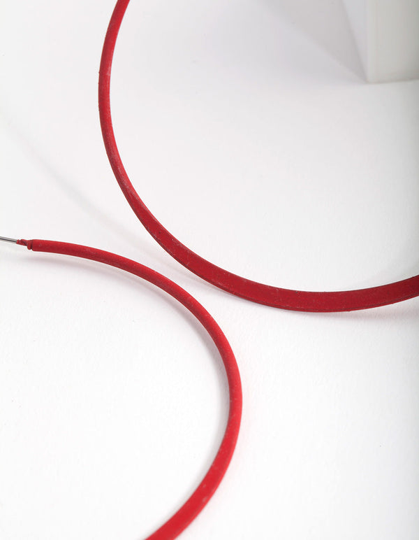 Red Flat Edge Hoop Earrings