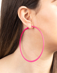 Neon Pink Flat Edge Hoop Earrings - link has visual effect only