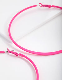 Neon Pink Flat Edge Hoop Earrings - link has visual effect only