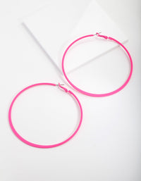 Neon Pink Flat Edge Hoop Earrings - link has visual effect only