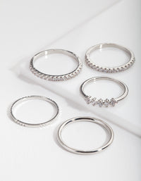 Silver Cubic Zirconia Eternity 5 Pack Rings - link has visual effect only