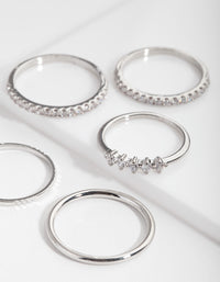 Silver Cubic Zirconia Eternity 5 Pack Rings - link has visual effect only