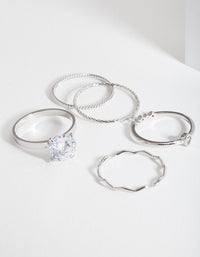 Rhodium Cubic Zirconia Bow Ring Pack - link has visual effect only