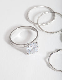 Rhodium Cubic Zirconia Bow Ring Pack - link has visual effect only