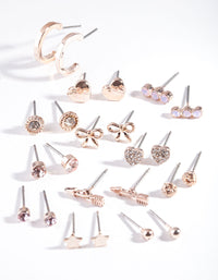 Rose Gold Bow Diamante Earring 12 Pack - link has visual effect only