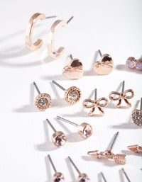 Rose Gold Bow Diamante Earring 12 Pack - link has visual effect only