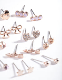 Rose Gold Bow Diamante Earring 12 Pack - link has visual effect only
