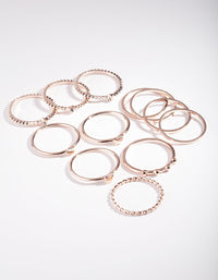 Rose Gold Textured Gem Layer Ring Pack - link has visual effect only