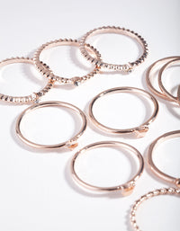 Rose Gold Textured Gem Layer Ring Pack - link has visual effect only