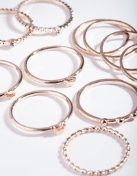 Rose Gold Textured Gem Layer Ring Pack - link has visual effect only