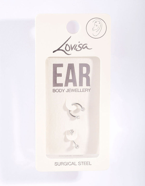 Surgical Steel Diamante Horseshoe Barbell 2 Pack