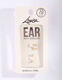 Surgical Steel Gold Horseshoe Earring 2 Pack - link has visual effect only