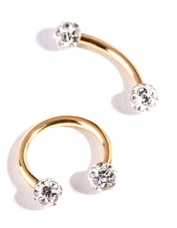 Surgical Steel Gold Horseshoe Earring 2 Pack - link has visual effect only