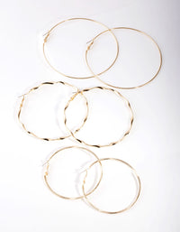 Real Gold Plated Hoop 3 Pack - link has visual effect only