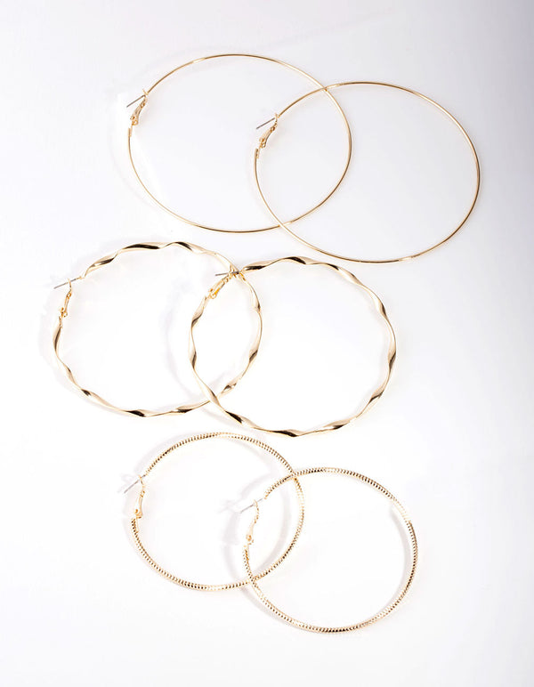 Real Gold Plated Hoop 3 Pack