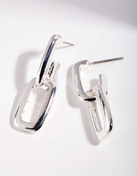 Real Silver Plated Chain Link Earrings - link has visual effect only