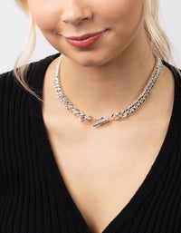 Real Silver Plated Curb Chain Necklace - link has visual effect only
