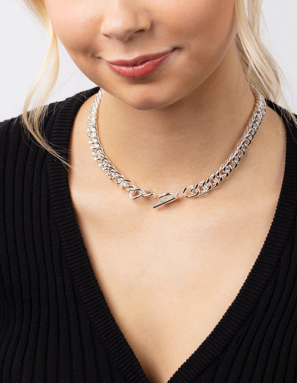Real Silver Plated Curb Chain Necklace
