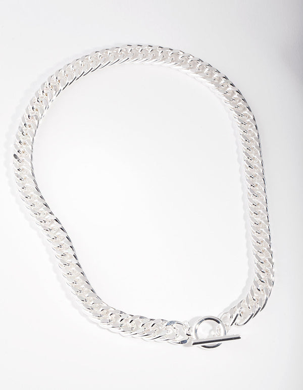 Real Silver Plated Curb Chain Necklace