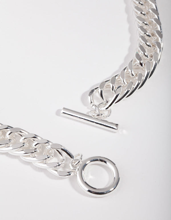 Real Silver Plated Curb Chain Necklace
