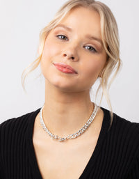 Real Silver Plated Curb Chain Necklace - link has visual effect only