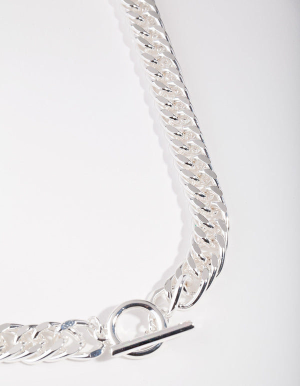 Real Silver Plated Curb Chain Necklace