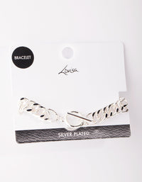 Real Silver Plated Flat Chain Bracelet - link has visual effect only