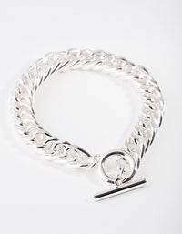Real Silver Plated Flat Chain Bracelet - link has visual effect only