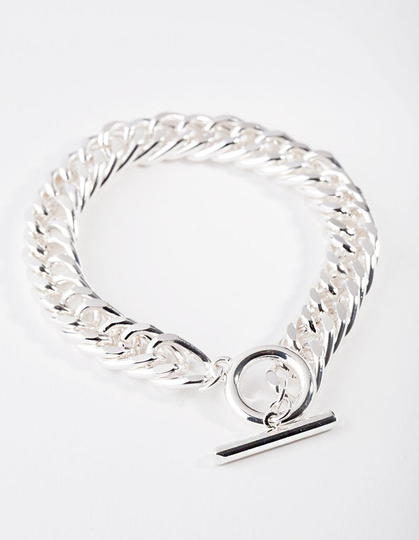 Real Silver Plated Flat Chain Bracelet