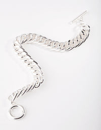 Real Silver Plated Flat Chain Bracelet - link has visual effect only