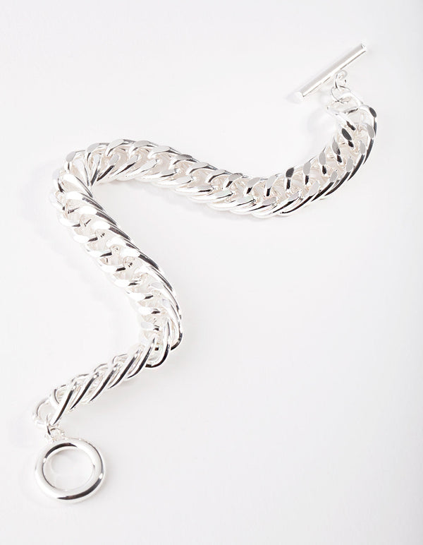 Real Silver Plated Flat Chain Bracelet