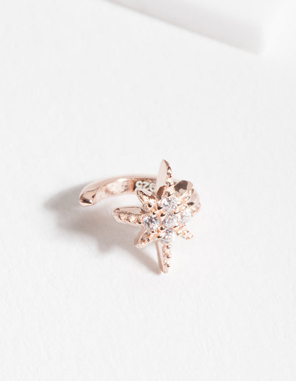 Rose Gold Plated Sterling Silver Starburst Ear Cuff