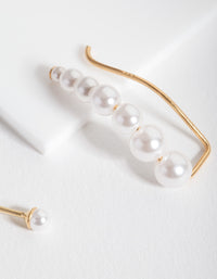 Gold Plated Sterling Silver Mismatch Pearl Ear Crawler - link has visual effect only
